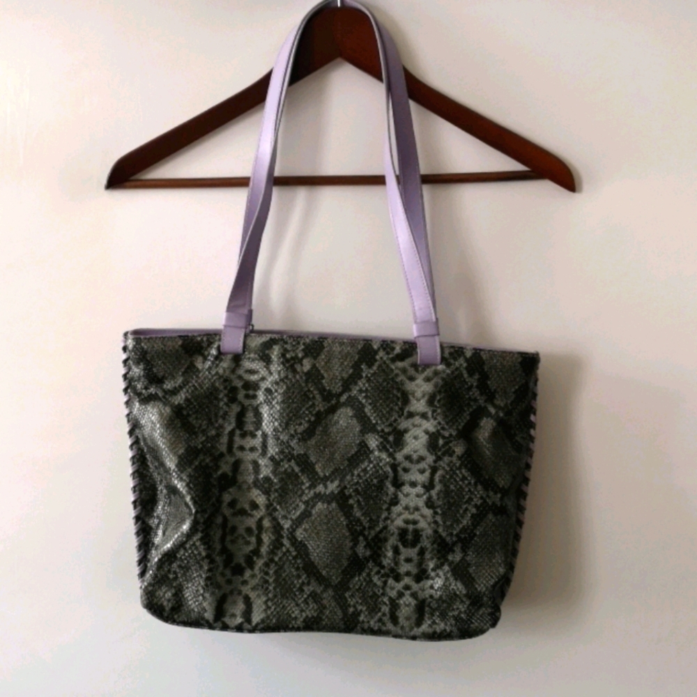 Jeanne Lottie Purse Snake Print w/ Lilac Purple